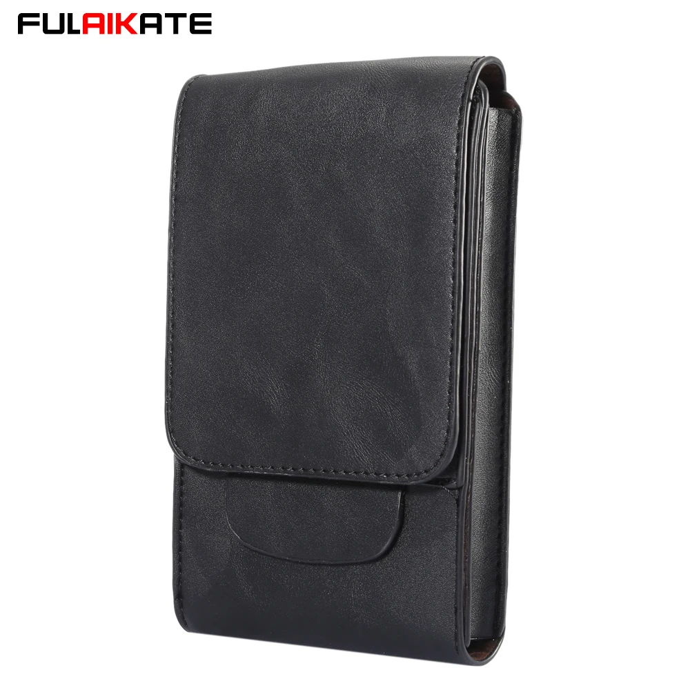 

FULAIKATE 6.5" Dual Layers Crazy Horse Men's Phone Bag for Xiaomi MI Max 2 Waist Pouch for iPhone 15 Pro Card Pocket Holster