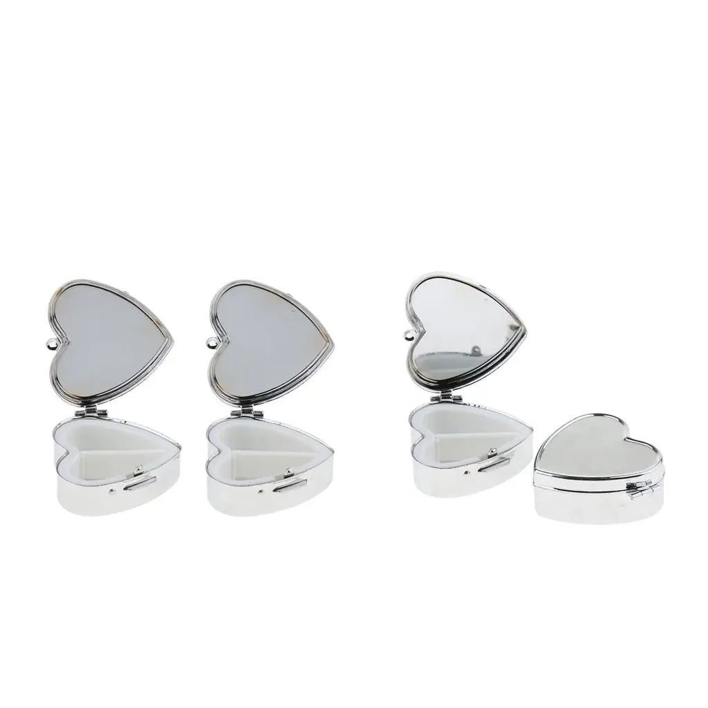Metal Pill Container Compact Pillbox 2 Compartments Pocket Medicine Organizer Cute Travel Storage Box for Purse and Trip