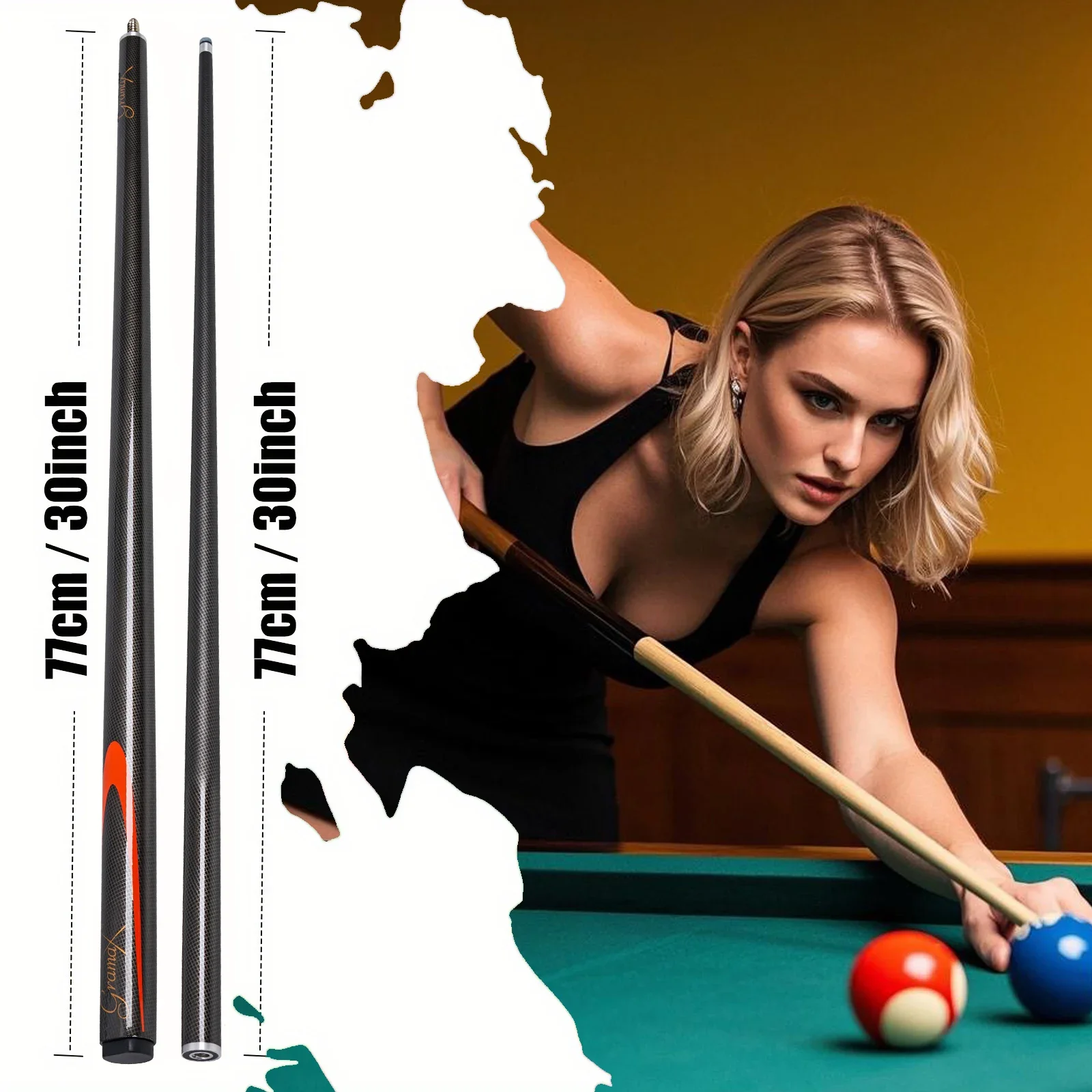 9.5mm Tip Glass Fiber Billiard Cue Stick Durable Non-Bendable Snooker Stick Ideal Gift for Beginners