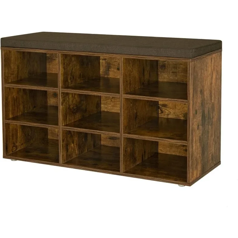 

Shoe Storage Bench with Cushion, Adjustable Shelves, Multifunctional Shoe Organizer Bench for Entryway, Closet and Garage