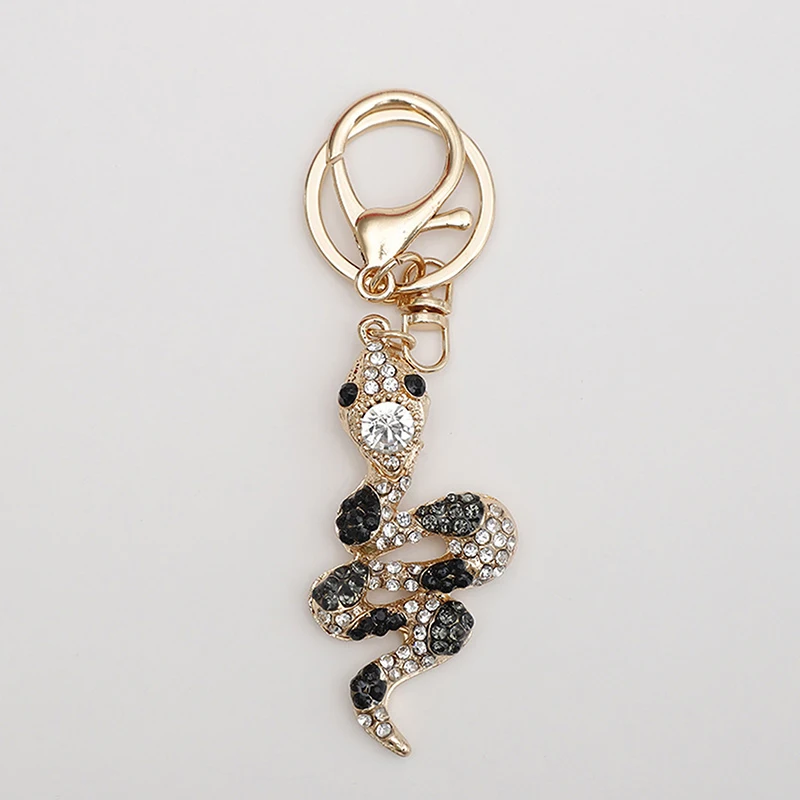 Creative Alloy Diamond Studded Water Diamond Zodiac Snake Alloy Keychain Car Bag Pendant Gift Key Hangings Ornaments