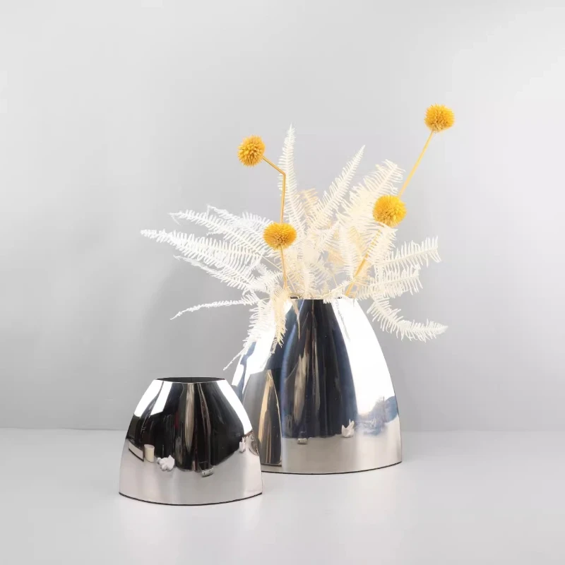 Creative Beveled Trapezoidal Metal Vase Table Decoration Flower Arrangement Abstract Geometric Crafts Vases Room Aesthetic Decor