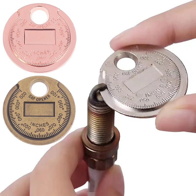 Coin- Type 0.6-2.4mm 0.02-0.10 Inch Spark Plug Gauge Measurement Tool Range Spark Plug Gage Caliber Measuring Tool