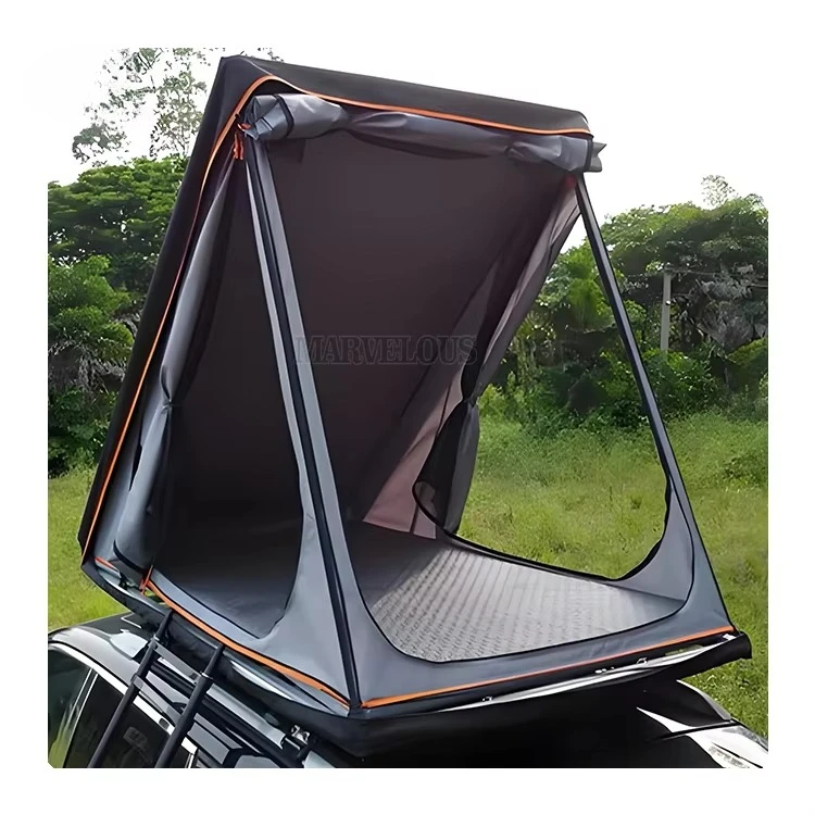 Minimalist ultra-light closed thinnest aluminum structure soft top triangular roof tent