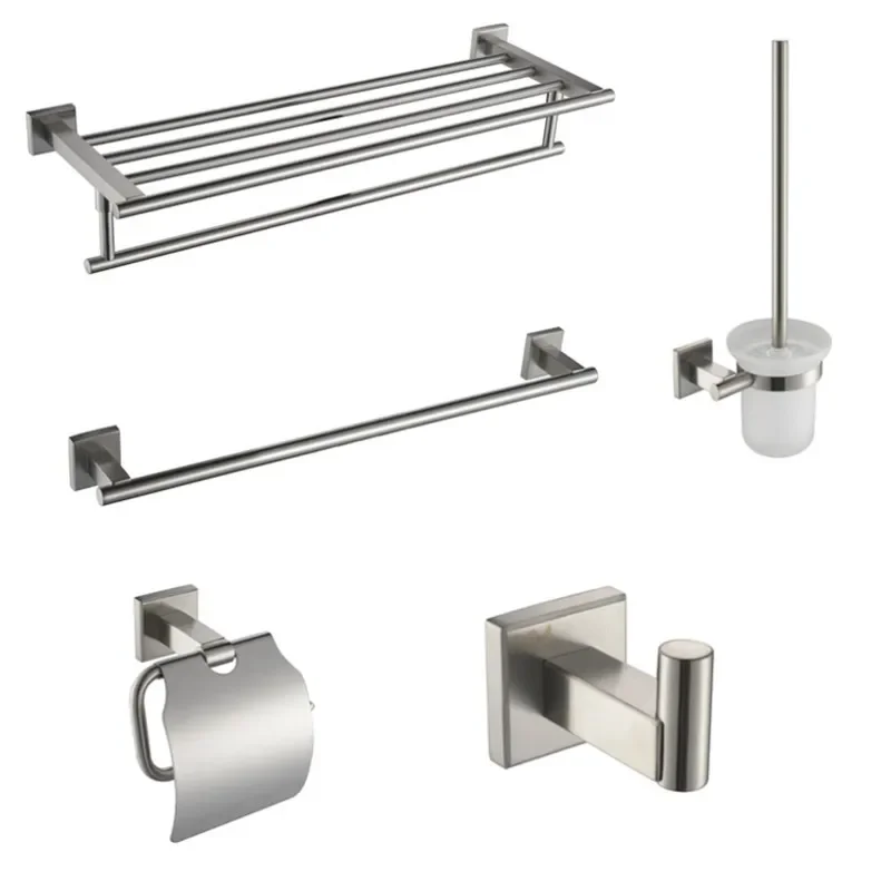 Brushed Nickel Bathroom Sanitary Ware Accessory Set Wall Mounted