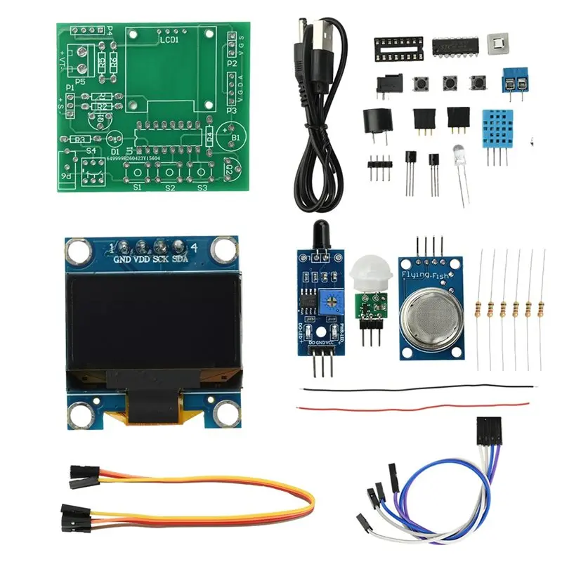 B27B Sensor Alarm Module CO Gas Flame Temp Humidity Detection Board For Electronic DIY Project