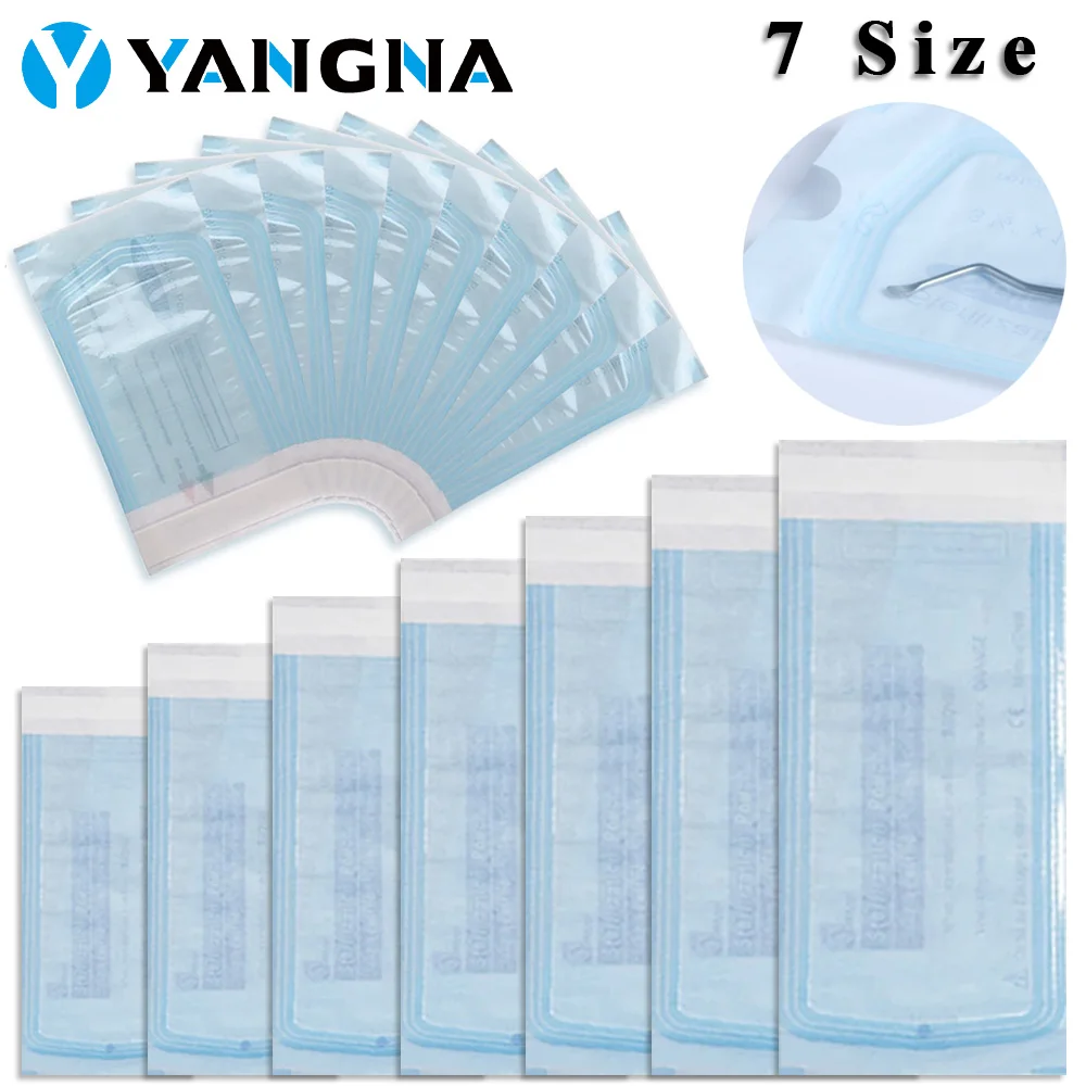 

YANGNA 200pcs/box 7 Sizes Self-sealing Sterilization Pouches Self-adhesive Storage Bags Disposable Tattoo Accessories Supplies