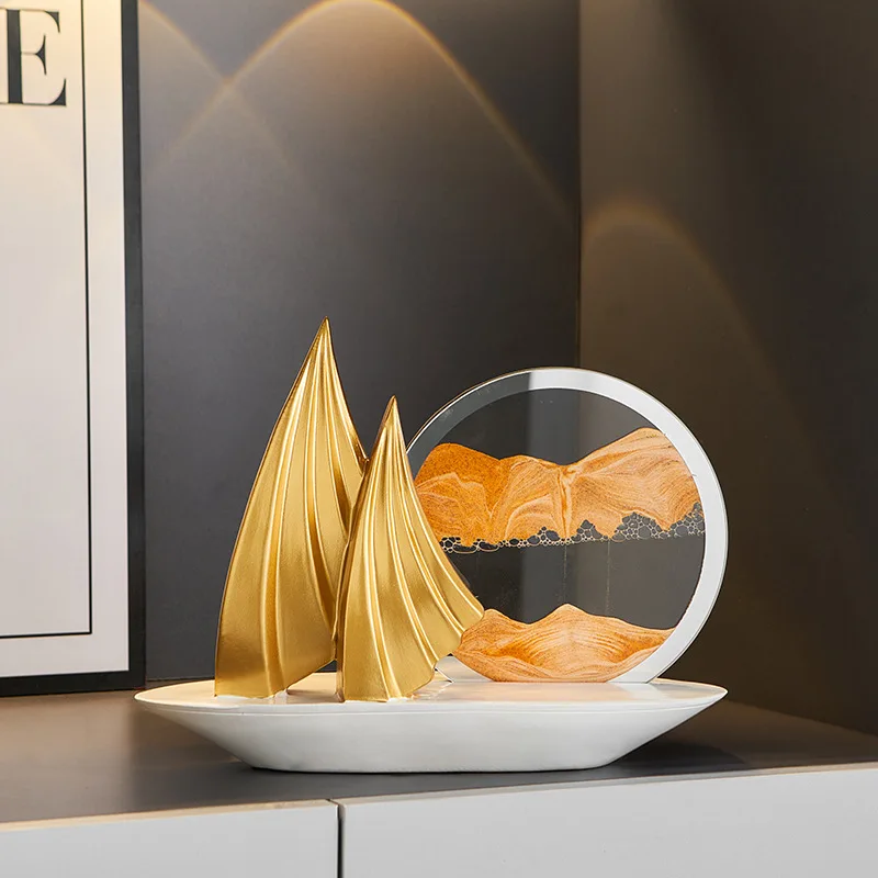

Zml wine cabinet entrance smooth sailing quicksand painting gift elegant office tv cabinet crafts ornaments decoration