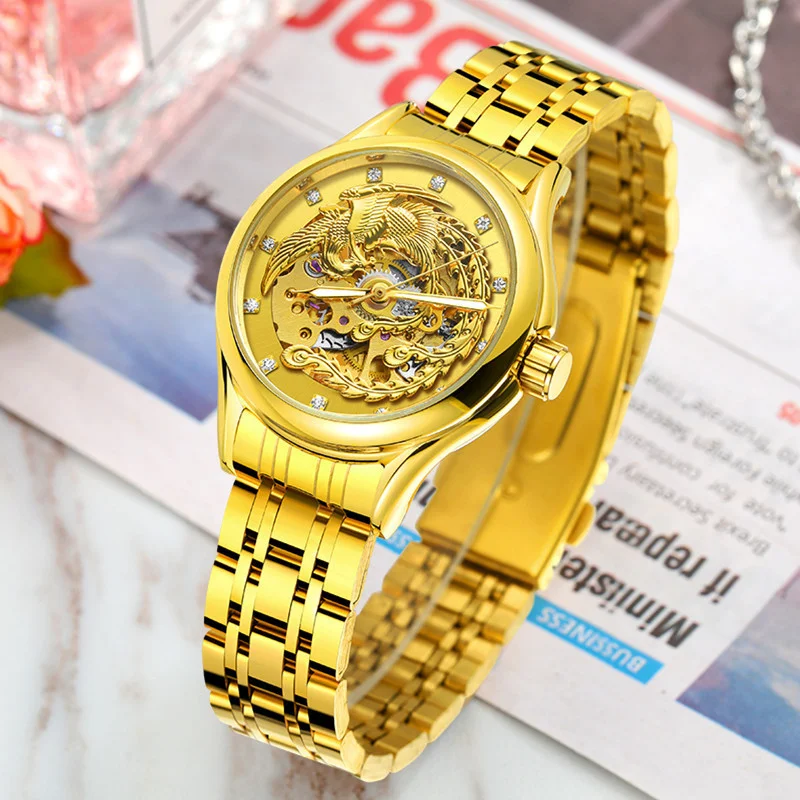 Winner A3-relojes mecánicos automáticos para mujer, reloj de pulsera para mujer, resistente al agua, reloj Senhoras, reloj dorado Phoenix