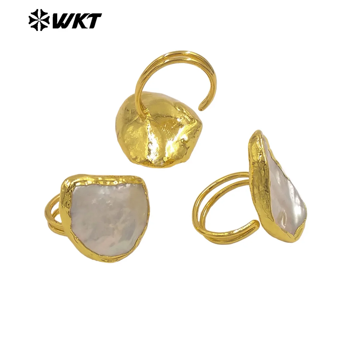 

WT-MPR136 Оптовая продажа, чудесный нерегулярный пресноводный жемчуг с желтой латунью, кольцо US7, подарки на годовщину для женщин