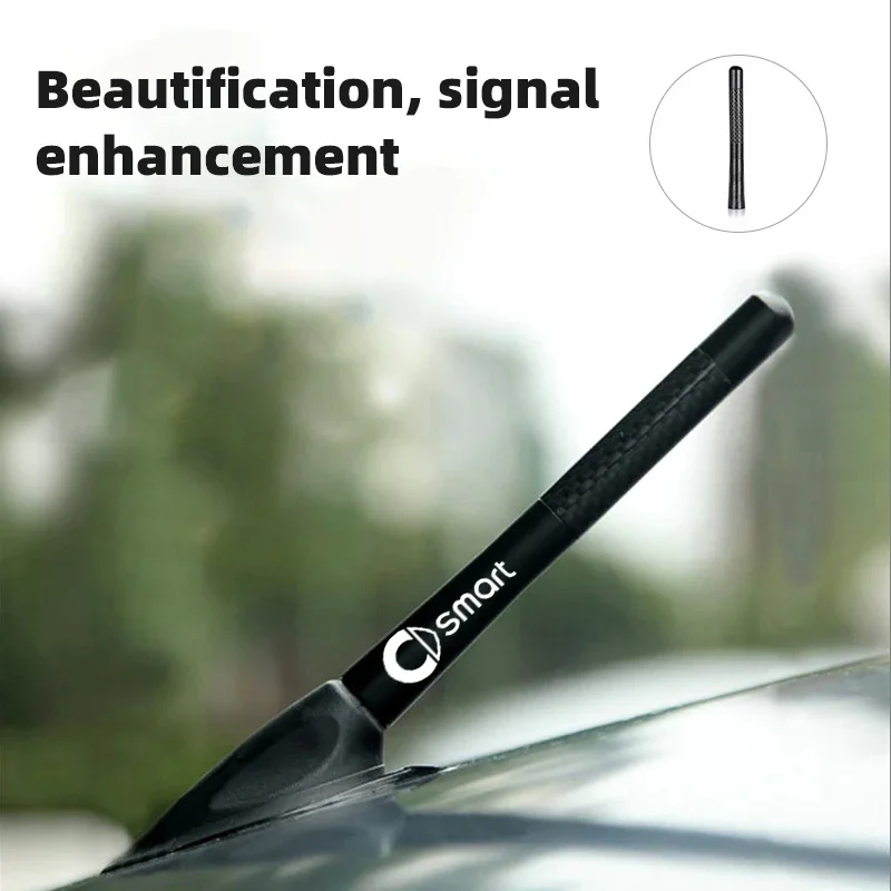 1Pc Smart Carbon Fiber Short Car Antenna Radio Aerial For Fortwo 450 451 453 Forfour EQ Cabrio Crossblade Auto Accessory