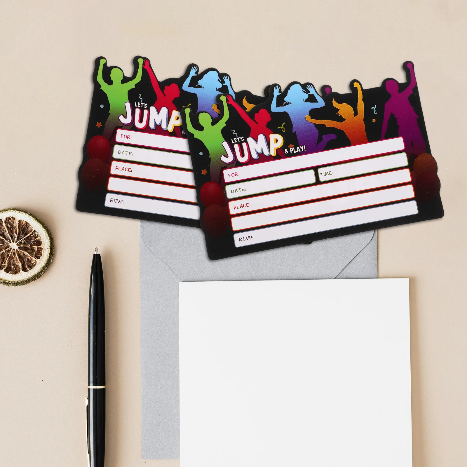 

12Sets Jump-Themed Party Invitation Cards Fun Unique Birthday Invites for Celebration Funny Birthday Cards