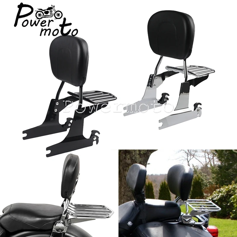 

For Harley Softail Fat Boy FLSTF FXSTB 2000-2005 Springer Classic Motorcycle Detachable Rear Backrest Pad Sissy Bar Luggage Rack