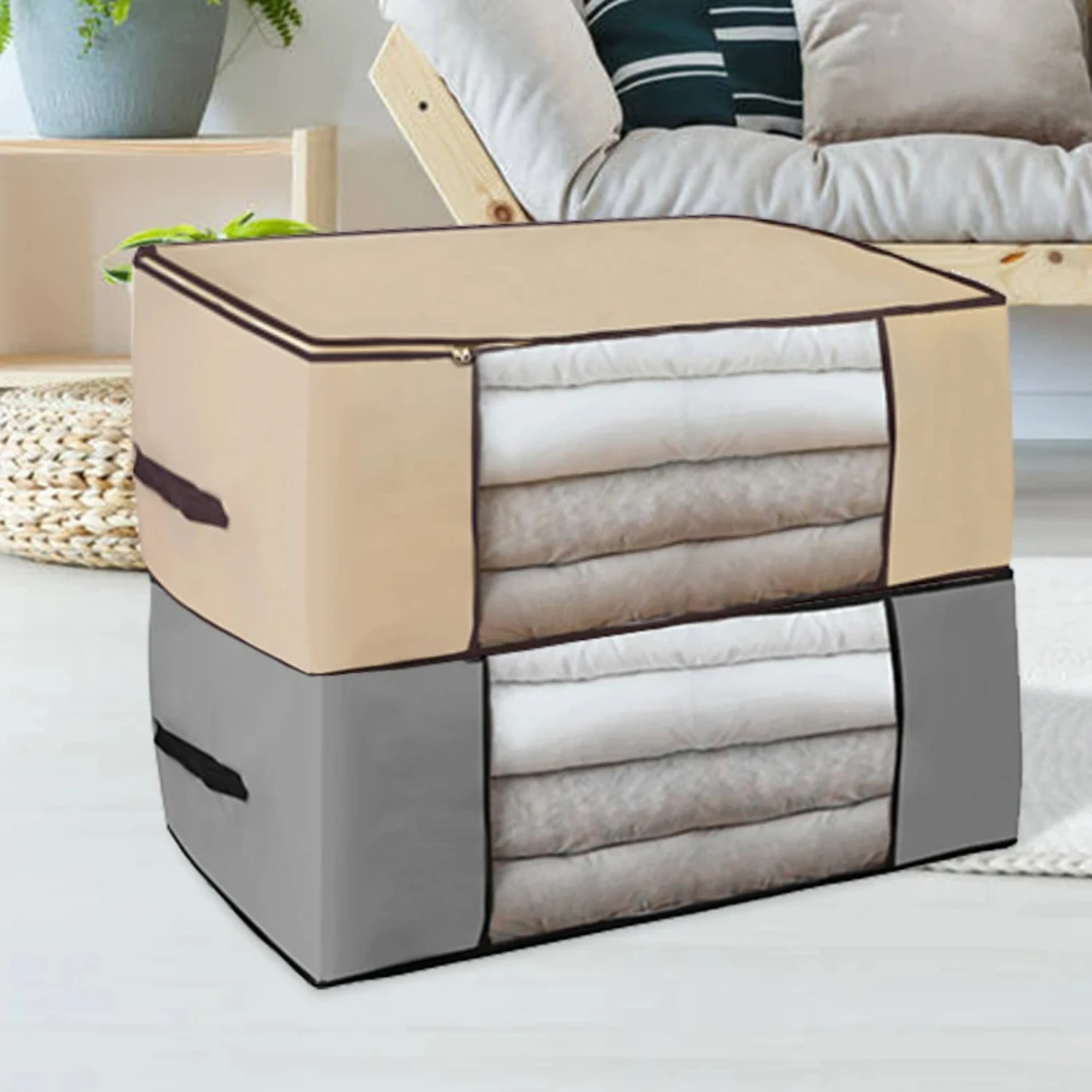 Hot Sale Portable Non-woven Folding Clothes Blanket Pillow Quilt Box Organizer - 1pc Foldable Cozy Storage Solution