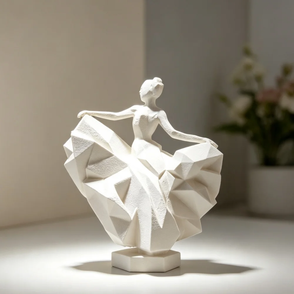 3D Printed Unique Polygonal Ballet Figure Gift For Art Collectors Contemporary Decor Enthusiasts