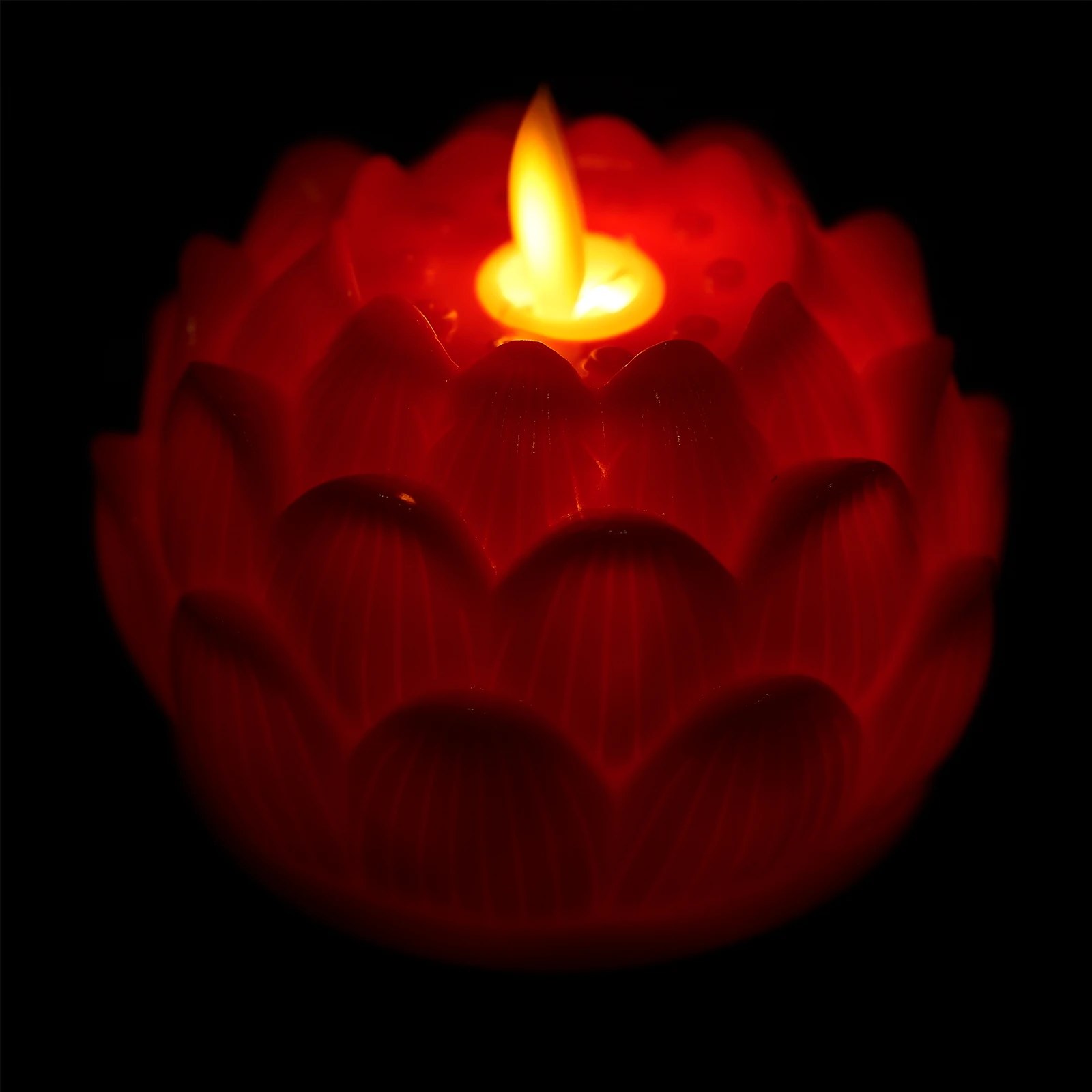 6 Pcs Decorations for Home Electronic Light Lotus Lamp LED Shape Red Plastic