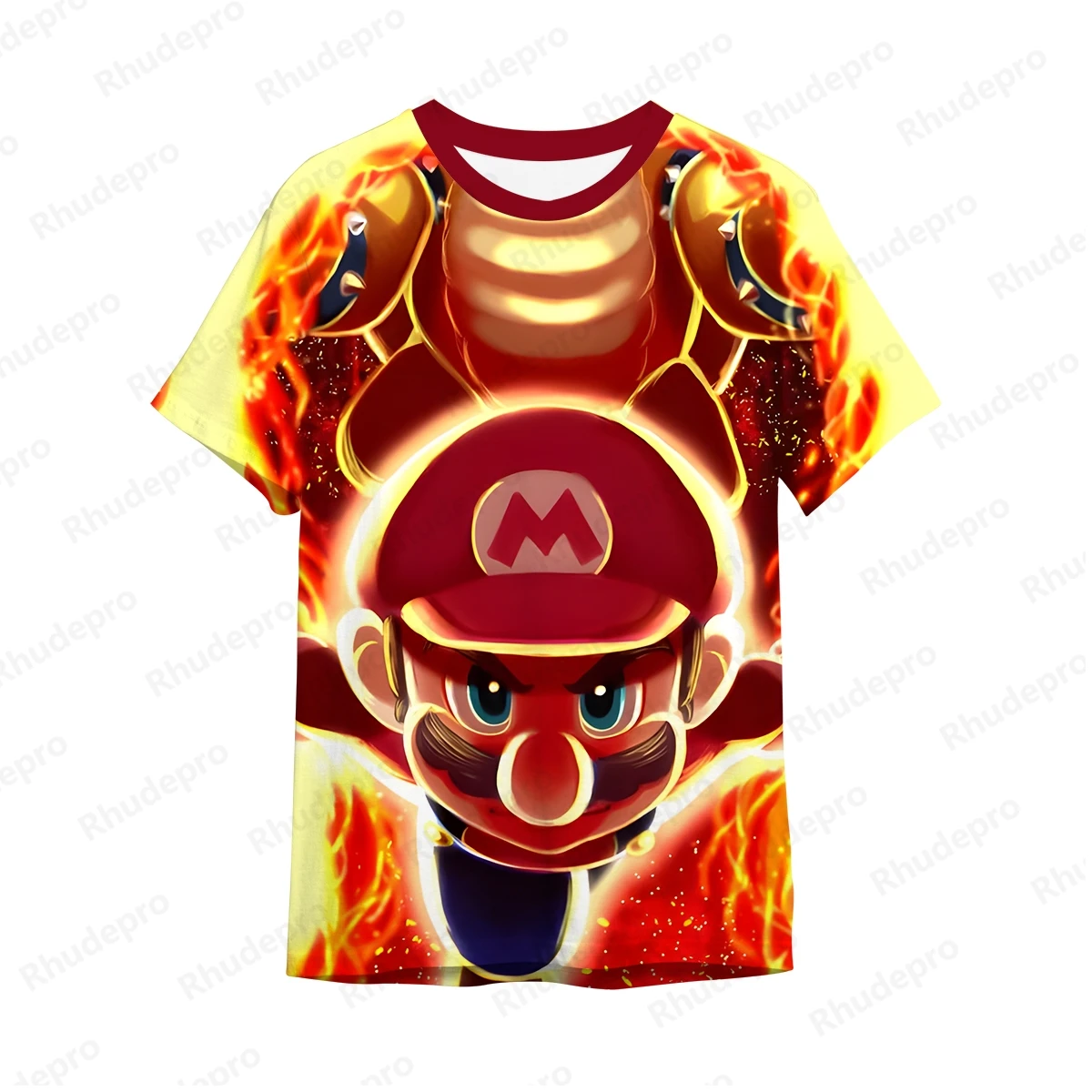 2024 Summer New Hot 3D Printed Super Mario Boys Girls Cartoon Round Neck Ventilate T-shirt Children's Holiday Cosplay Costume