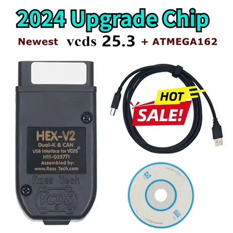 2025 Newest V25.3 VCDS English Realese VAGCOM HEX V2 Update V24.7 ATMEGA162 FOR VW/AUDI/Skoda/Seat Car Diagnostics Tools