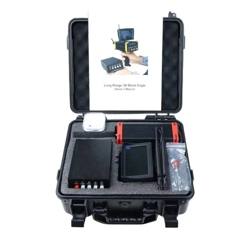 

GR-3D Black Eagle 2 Handheld Metal Detector Large Depth Industrial Gold Detector Long Range Underground Imaging Black Plastic