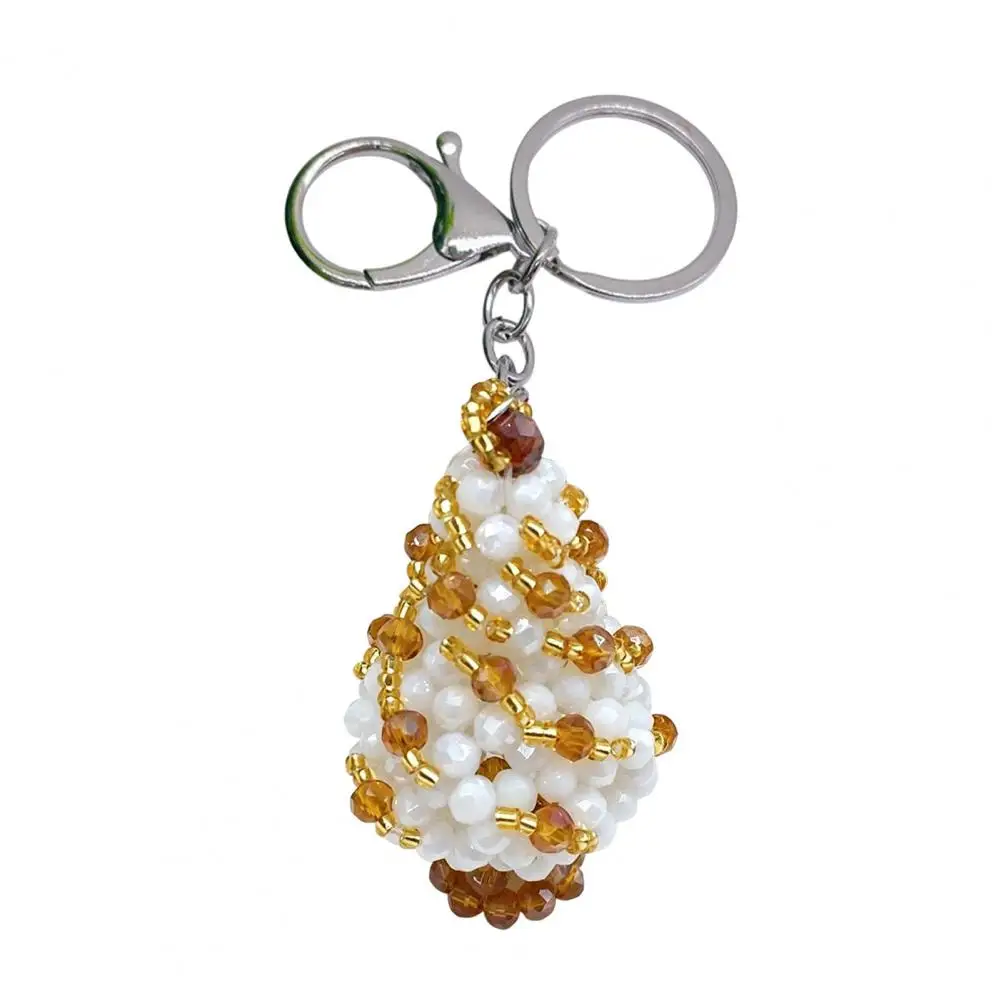 Holiday Beaded Keychain Handmade Christmas Beaded Keychain Xmas Tree Wreath Ornament Gift Box Bell Charm Santa Keyring for Party