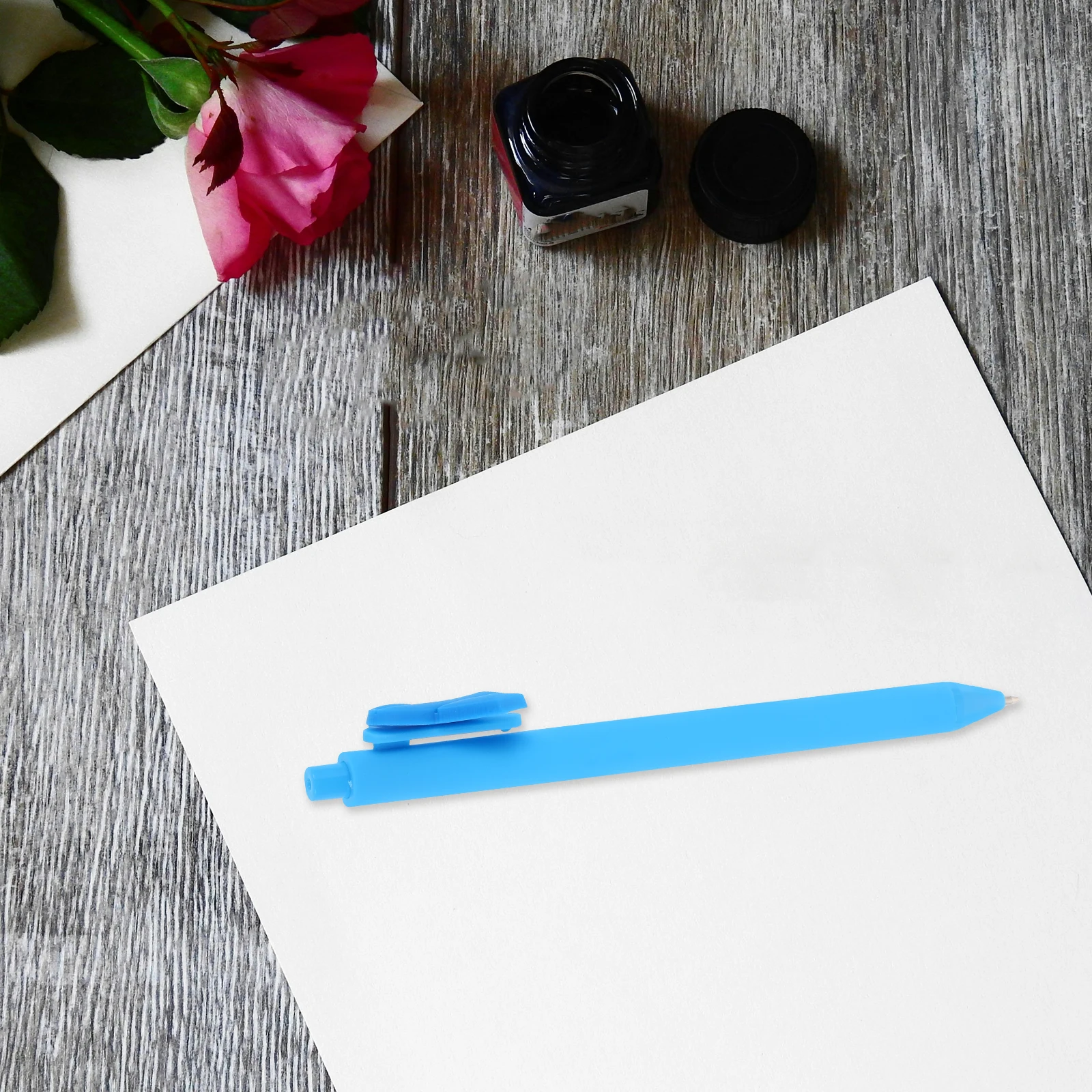 

5 Pcs Ribbon Shaped Ballpoint Pens Comfortable Grip Smooth Writing Plastic Note Taking Student Gifts Bulk Office Supplies