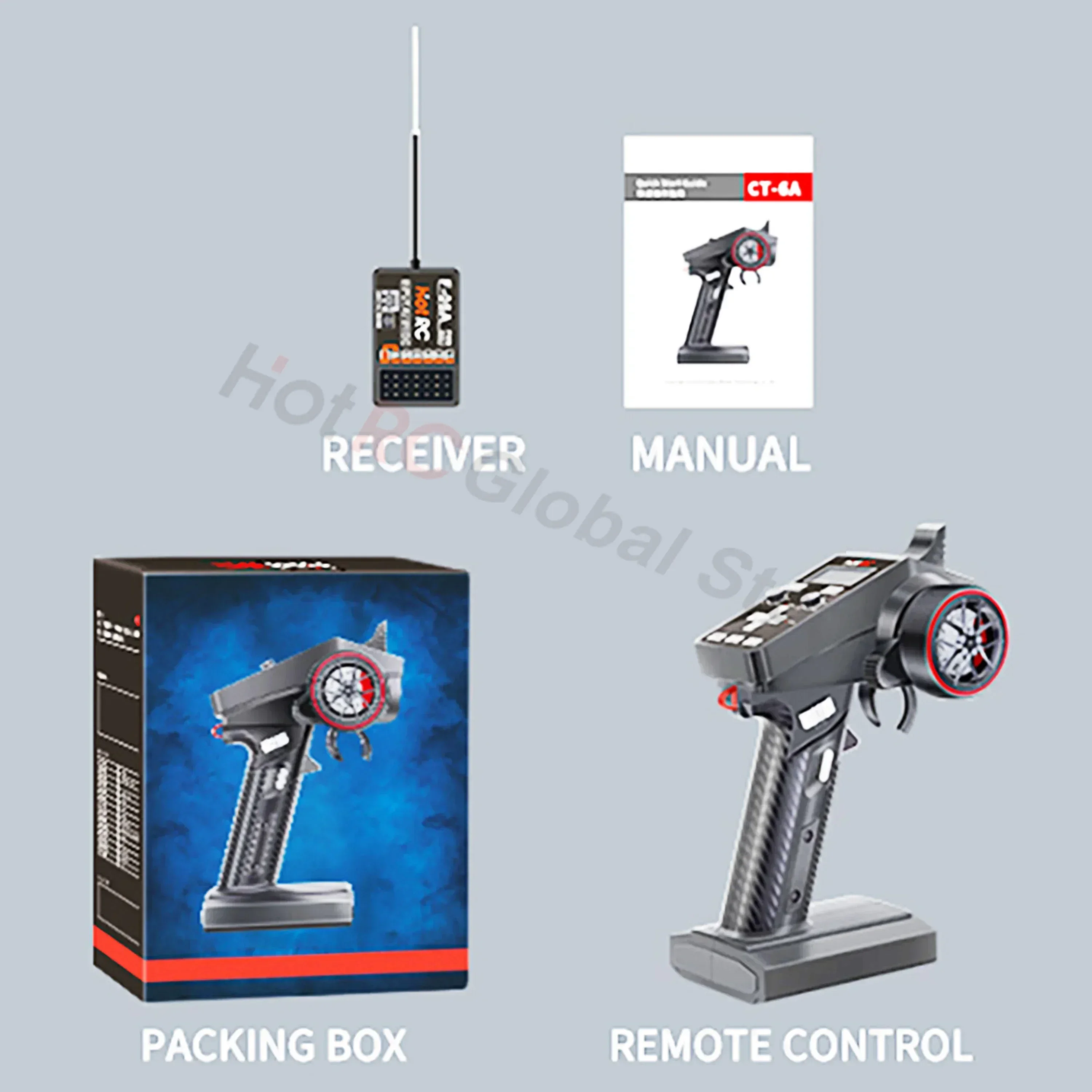 HotRC CT-6A RC Transmitter 2.4GHz 6CH 6 Channel One-handed Control Radio F-06A F06A PWM Receiver for RC Car Boat Drone Tank Part