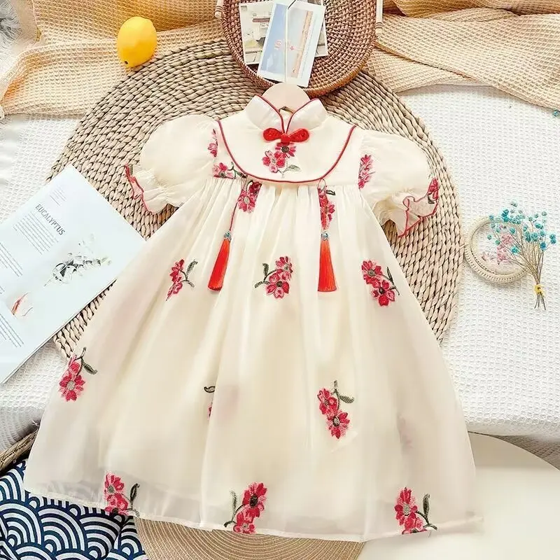 Summer Children Princess Dress Baby Girl Dress Elegant Formal Party Pageant Prom Cotton Cloth Costumes Oriental Fairy