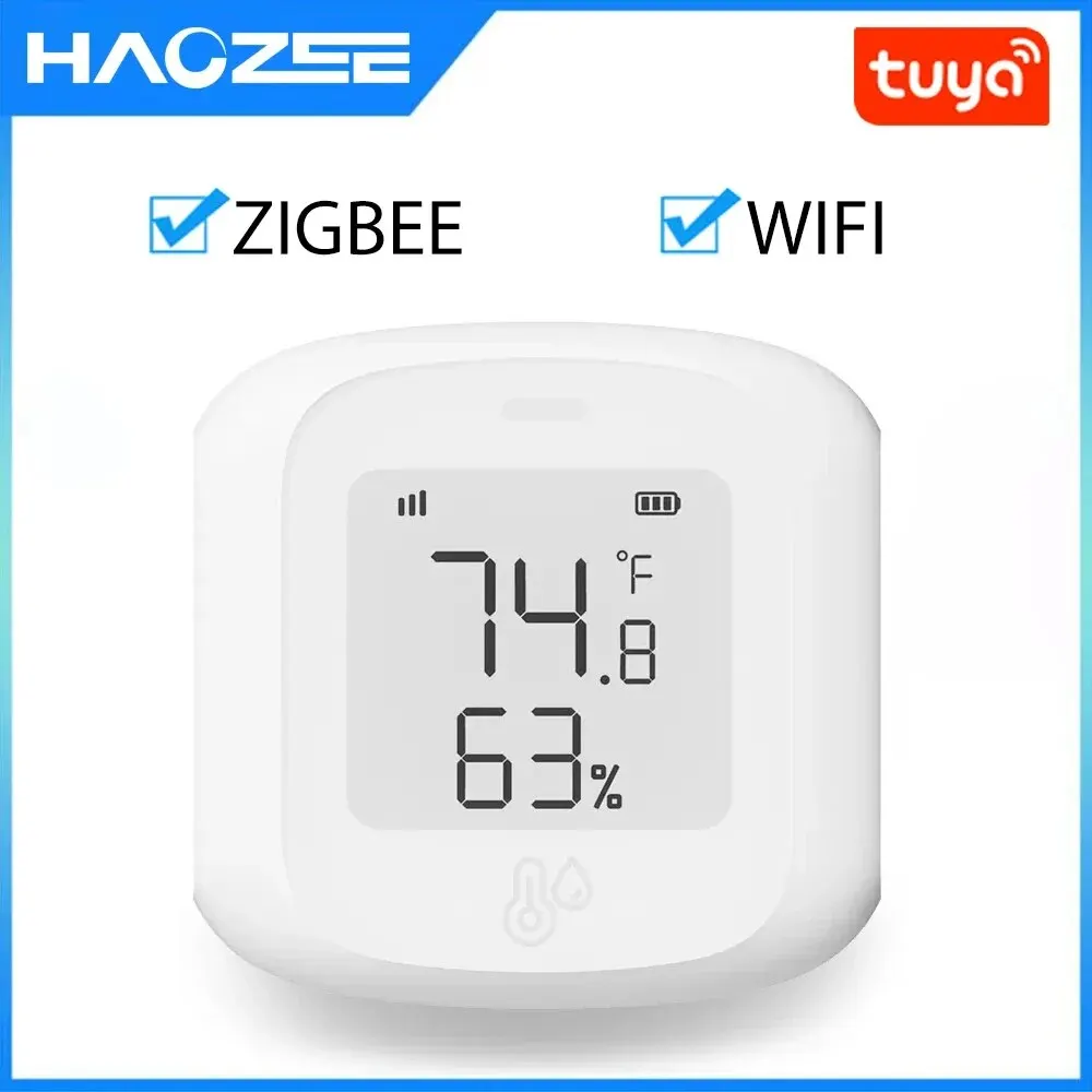 Tuya Smart WiFi/Zigbee Temperature and Humidity Sensor Indoor Hygrometer Thermometer with LCD Display Support Alexa Google Home