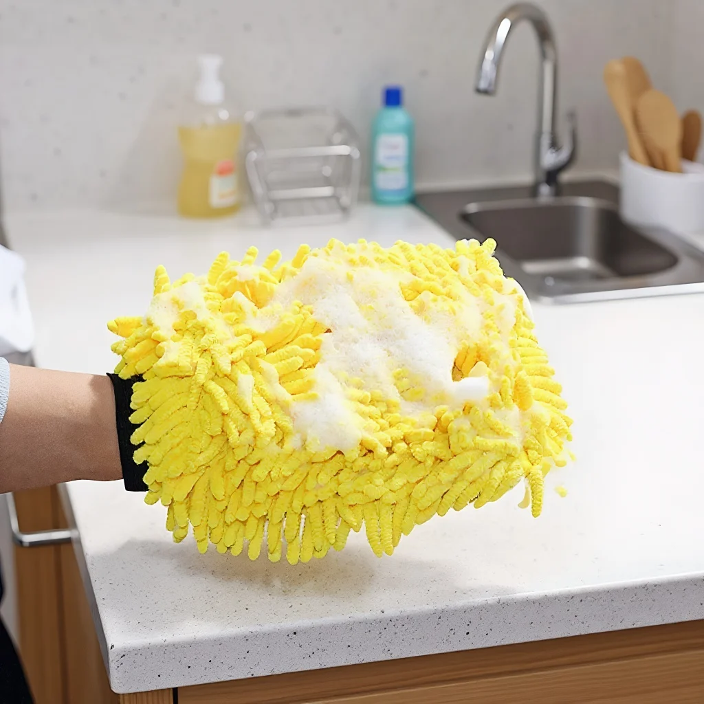 

​​Large Microfiber Car Wash Glove - Waterproof Chenille Double-Sided Detailing & Waxing Glove​​