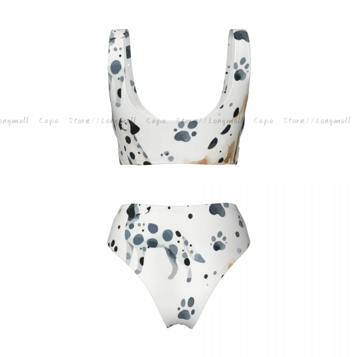 น่ารักสีน้ําสุนัขรูปแบบบิกินี่ผู้หญิงเซ็กซี่แยกชุดว่ายน้ําสองชิ้น Beachwear