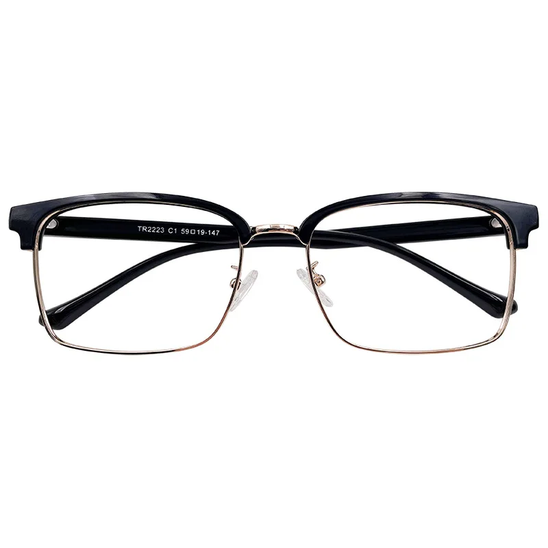 Rockjoy 154mm Oversized Reading Glasses Men Women Fashion Eyeglasses Frame Male Spectacles for Prescription Eyebow Black Gold