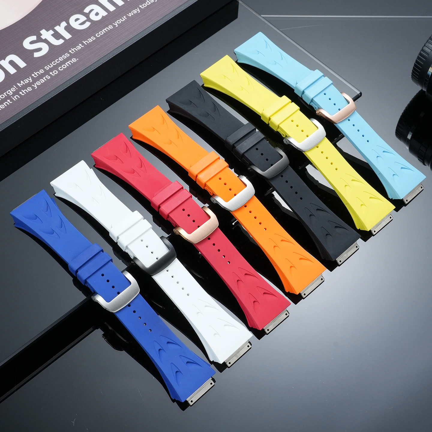 Fluorocarbon Rubber Watch Strap for Richard Mille RM11-03, RM-011, RM65-01, RM65-02—FMK Skeletonized Water-Resistant Strap