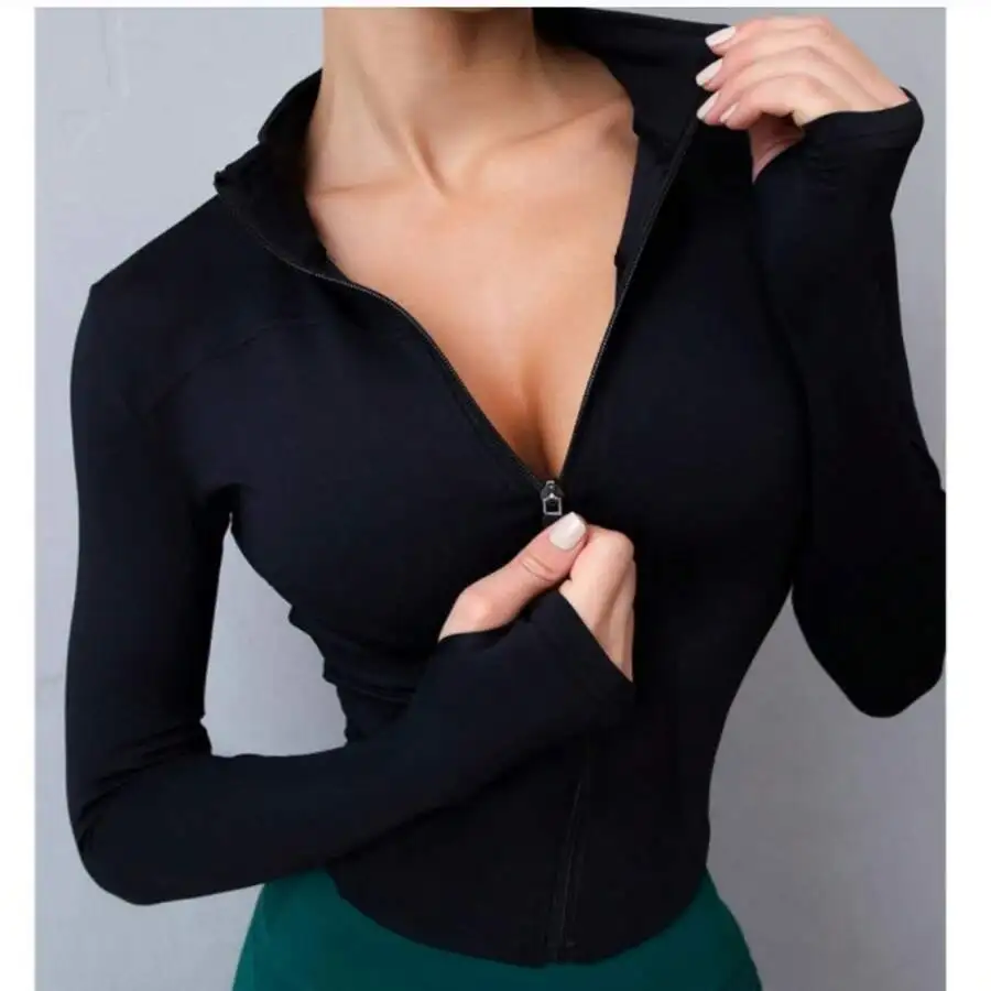 

Women'S Workout Clothing Zip Up Fitness Yoga Shirts Gym Activewear Running Coats Long Sleeve Sports Jacket
