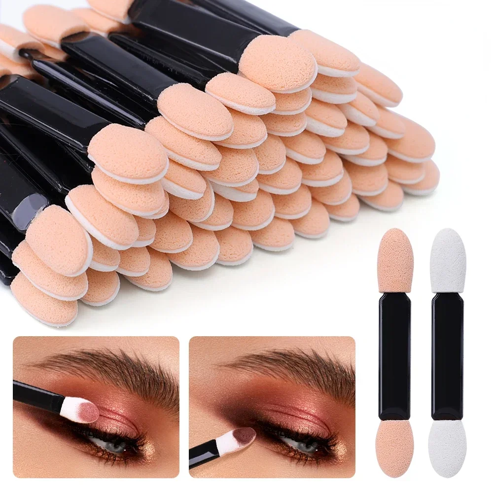 50-200 Stuks Dubbele Zijden Oogschaduw Sponssticks Wegwerp Kleine Draagbare Nail Art Poeder Oogschaduw Applicators Schoonheid Make-Up Tool