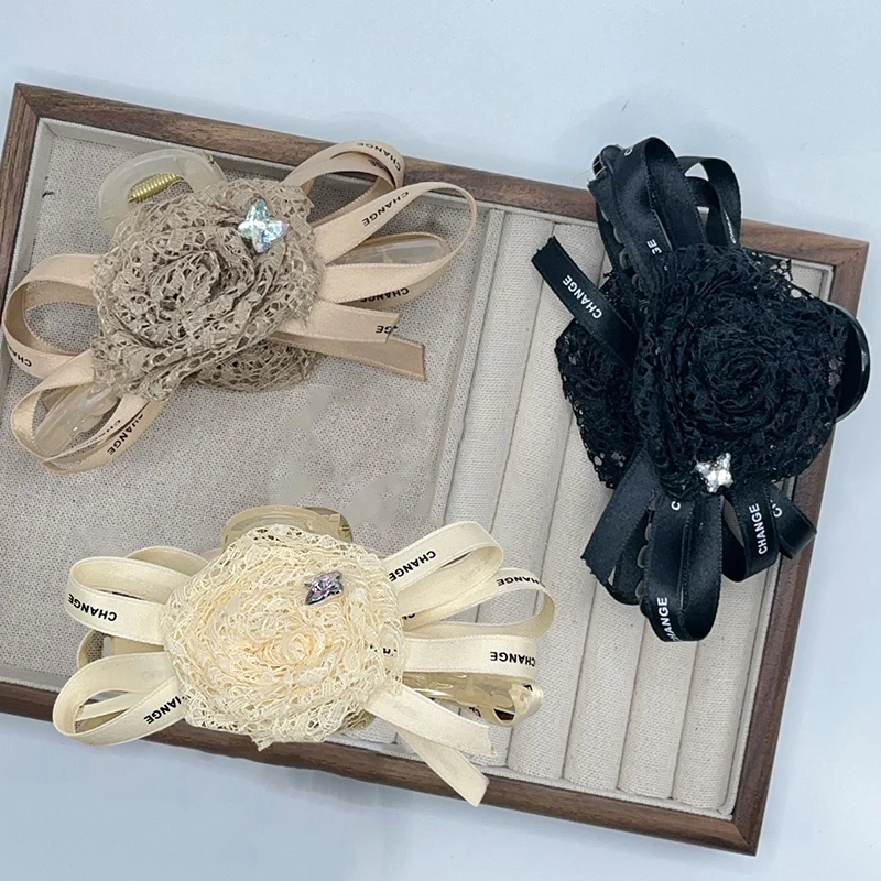 Jepit Rambut Bunga Renda Perancis Modis Aksesori Rambut Hiasan Kepala Jepit Rambut Hiu Kepala Belakang Wanita