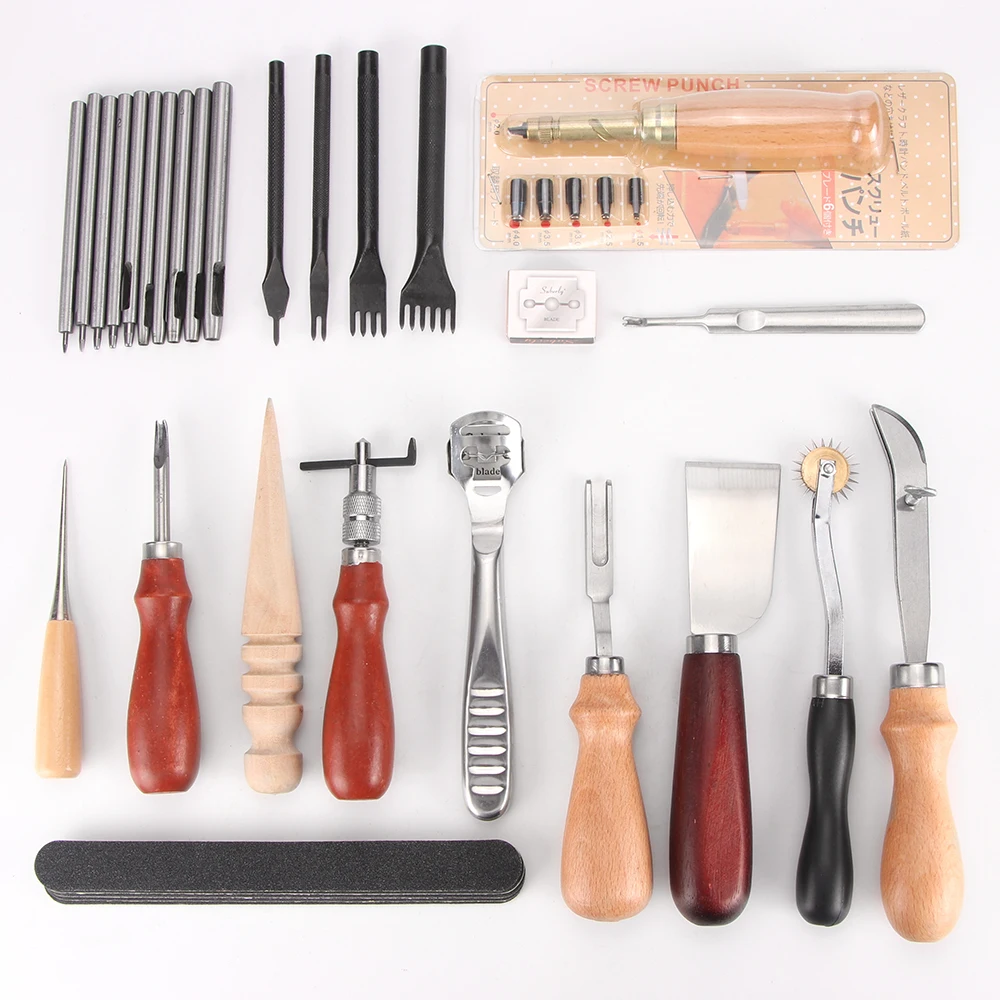 Leather Craft Tool Set Leather Manual Sewing Tool Kit Slotting Punching Thinning Machine Leather Craft Accessories