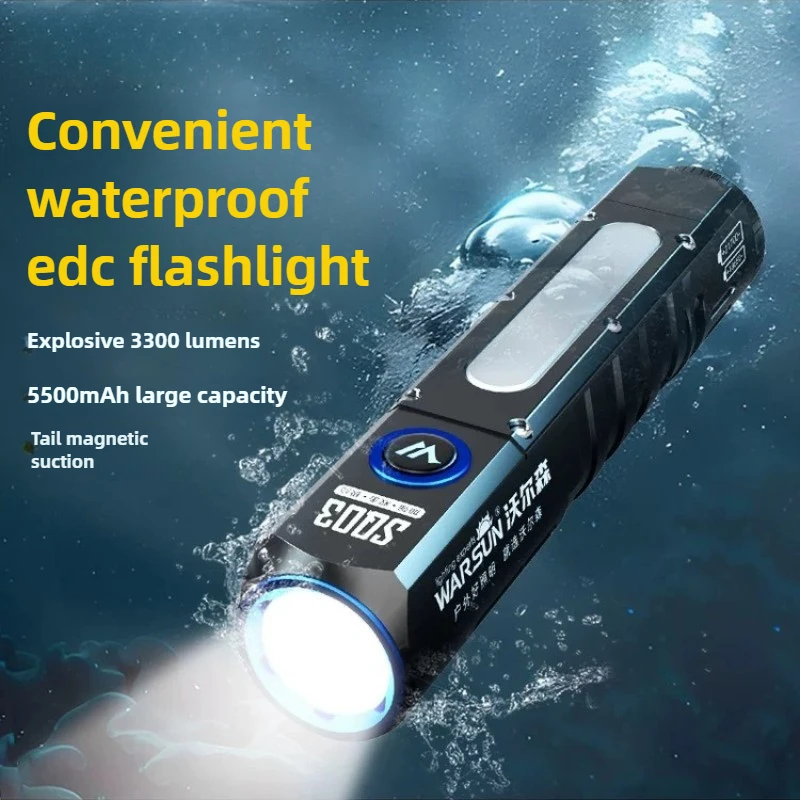 

SQ03 Magnet Handheld Flashlight 5500mah Alloy Waterproof Rechargeable Super Bright LED for Outdoor Camping High Lumens