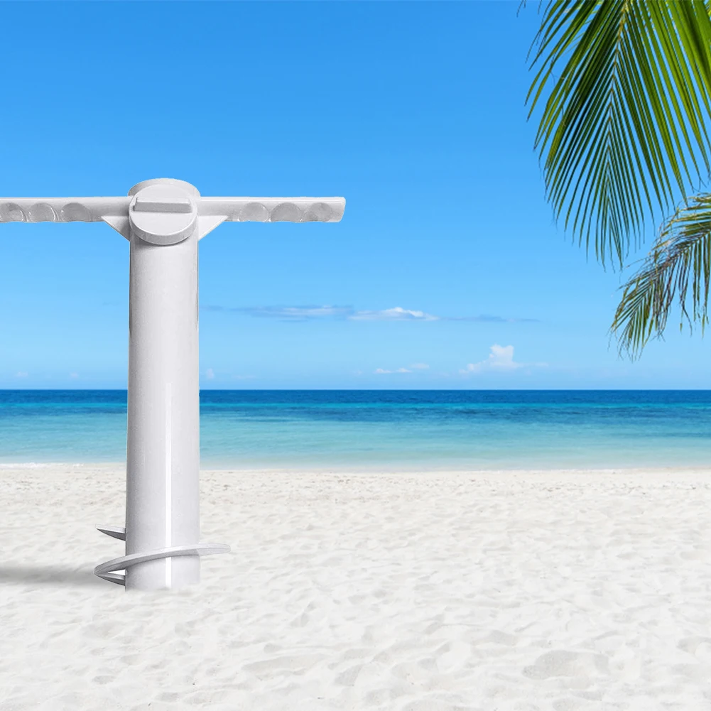 3/5 Spin Beach Umbrella Stand with Hook Umbrella Holder Windproof Umbrella Base Gear Spikes Equipment Outdoor Travel Accessories