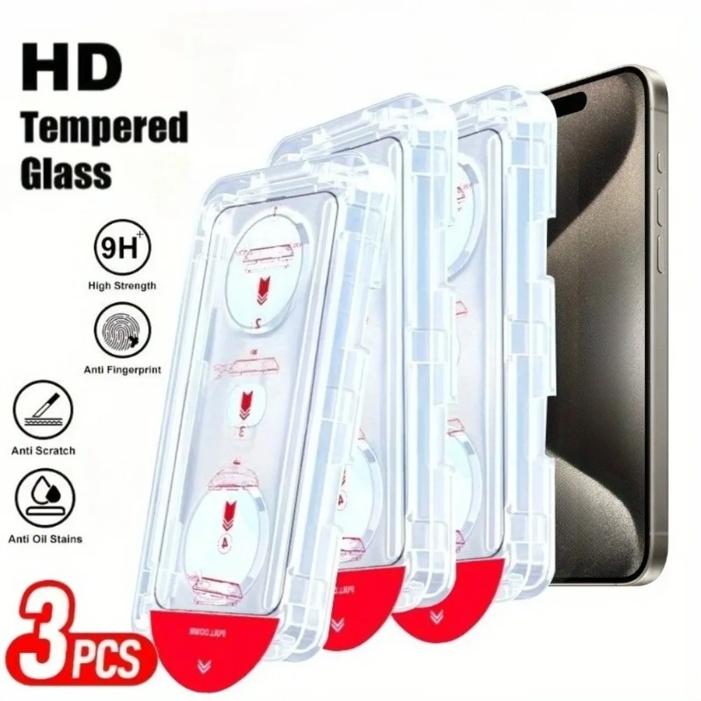 

3 шт., высокопрозрачная защитная пленка для экрана без пыли для iPhone 16 15 14 Pro Max 16e 15 14 Plus 11 12 13 Pro X XR Премиальная защитная пленка для экрана