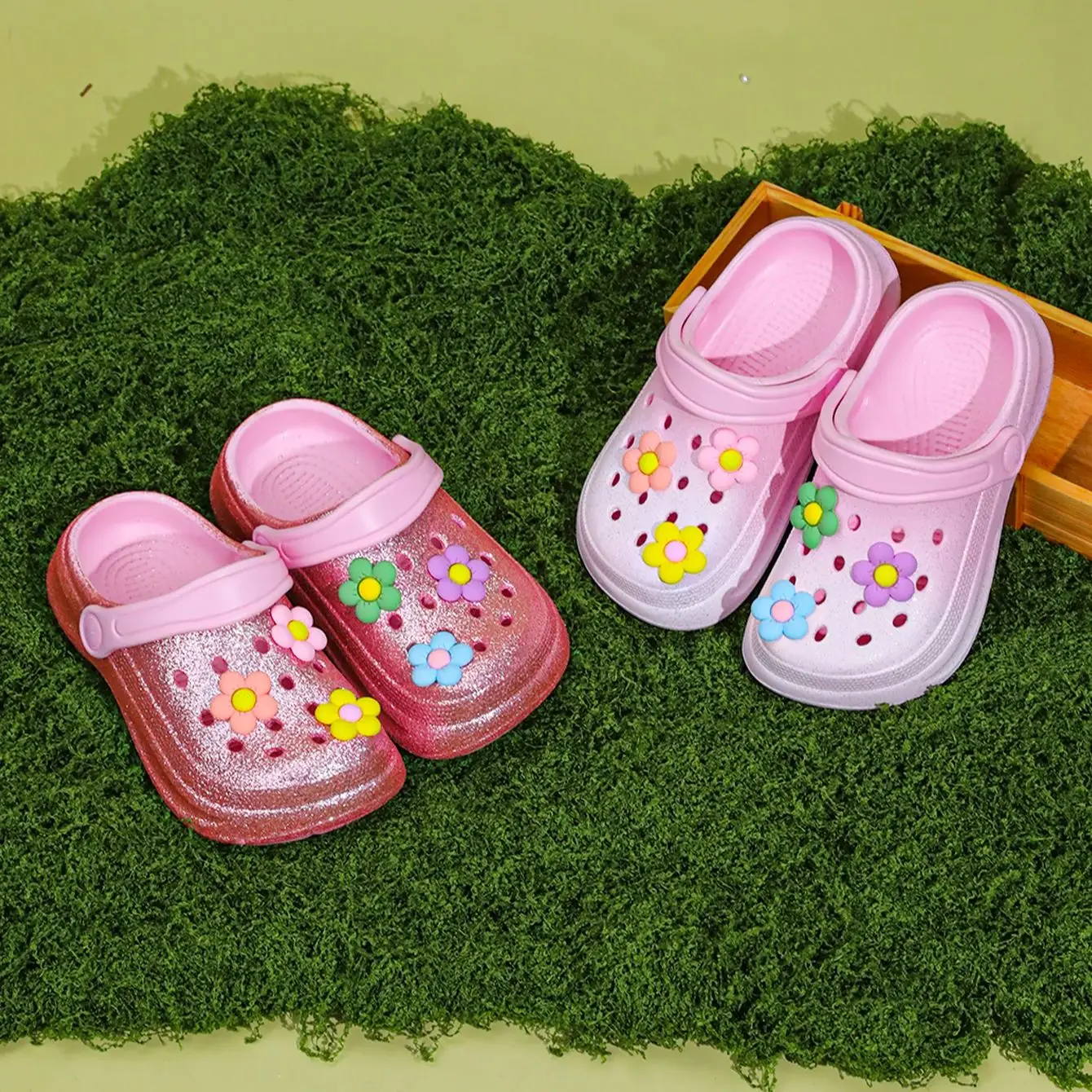 Kids Slip-On Clogs and Mules - Breathable, Waterproof, EVA Garden Shoes with Decorative Chain for Beach and Everyday Wear 168