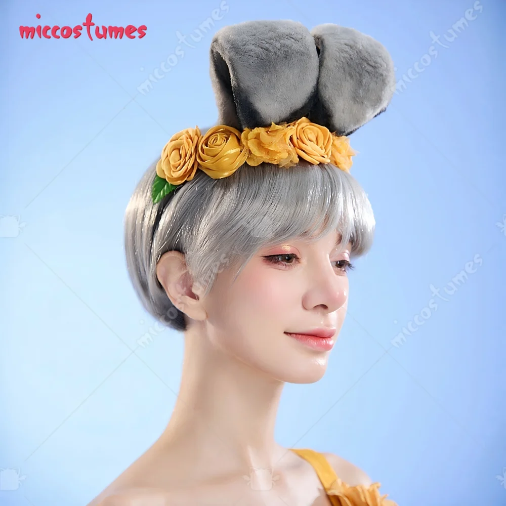 【Ready for Ship】 Miccostumes Women's Rabbit Cosplay Gown Dress Yellow Cosplay Dress with Ear Hairband and Flower Hair Accessory view 5