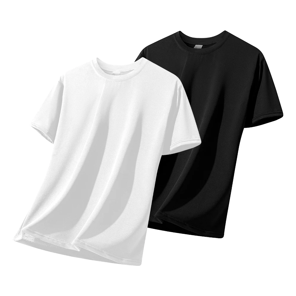 Men's Ice Silk T-Shirt Mesh Breathable Short Sleeve Top Summer Quick Dry Cooling Sports T-Shirt Loose Fit Casual Workout Tee