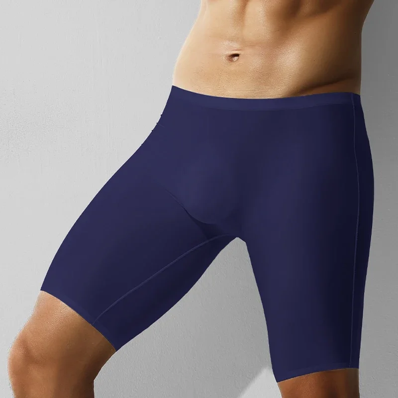 

Men's ice silk underpants for summer sports, thin, long, anti-chafing, wrinkle-free, running, quick-drying, briefs