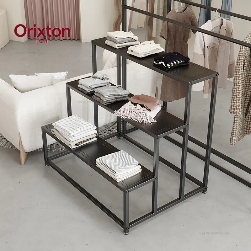 Clothing store display rack, shoe and bag store, Zhongdao water table, middle display stand, high and low shoe store