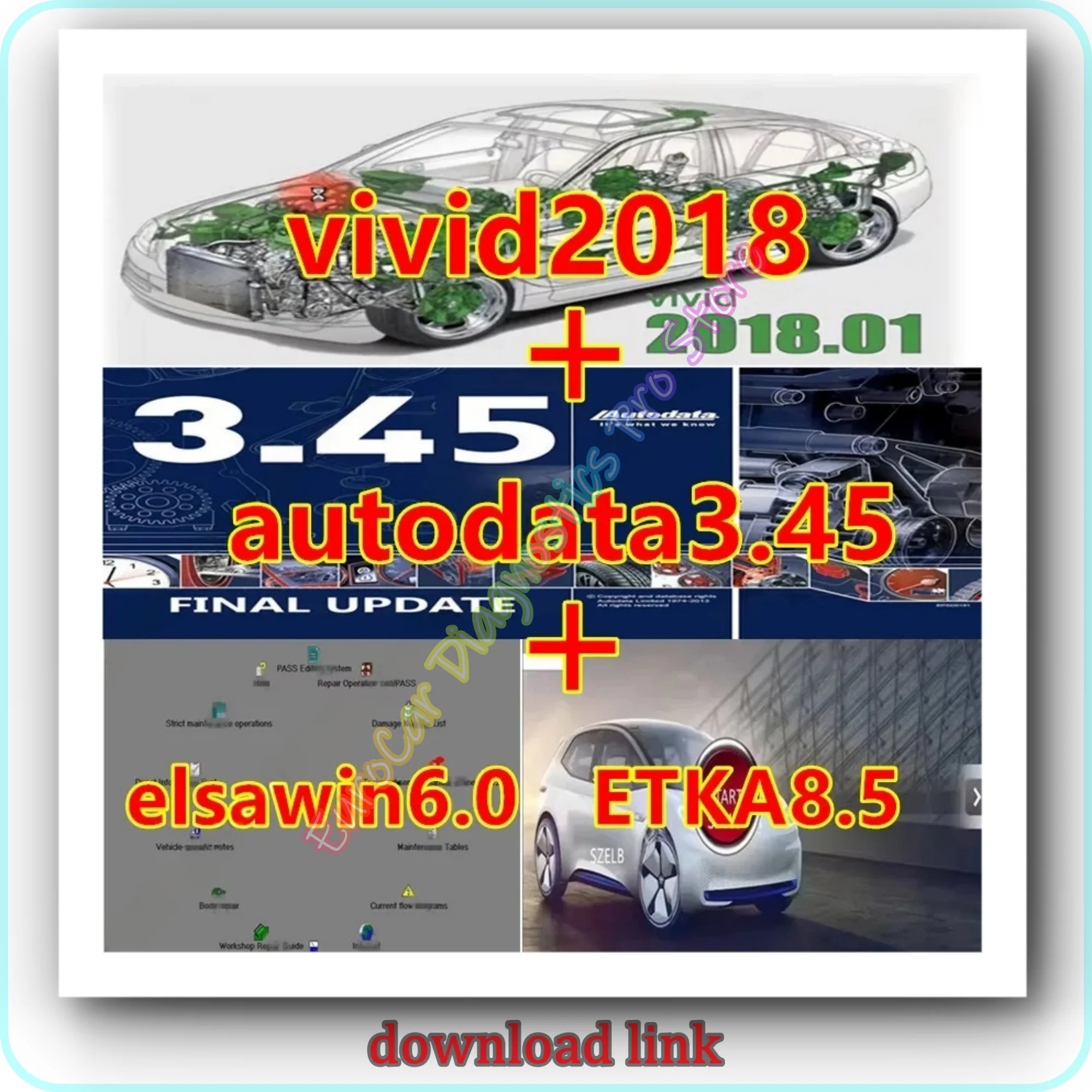 Vivid2018+Autodata3.45 برنامج إصلاح السيارات الأوروبية + Etka 8.5 ELSAWIN 6.0، أحدث برنامج للصيانة، لـ V/W AU/DI SE/A SK