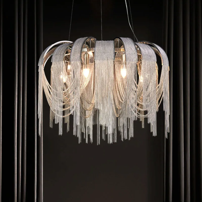 

Italian modern luxury hotel villa, living room, bedroom, Italy designer tassel chandelier