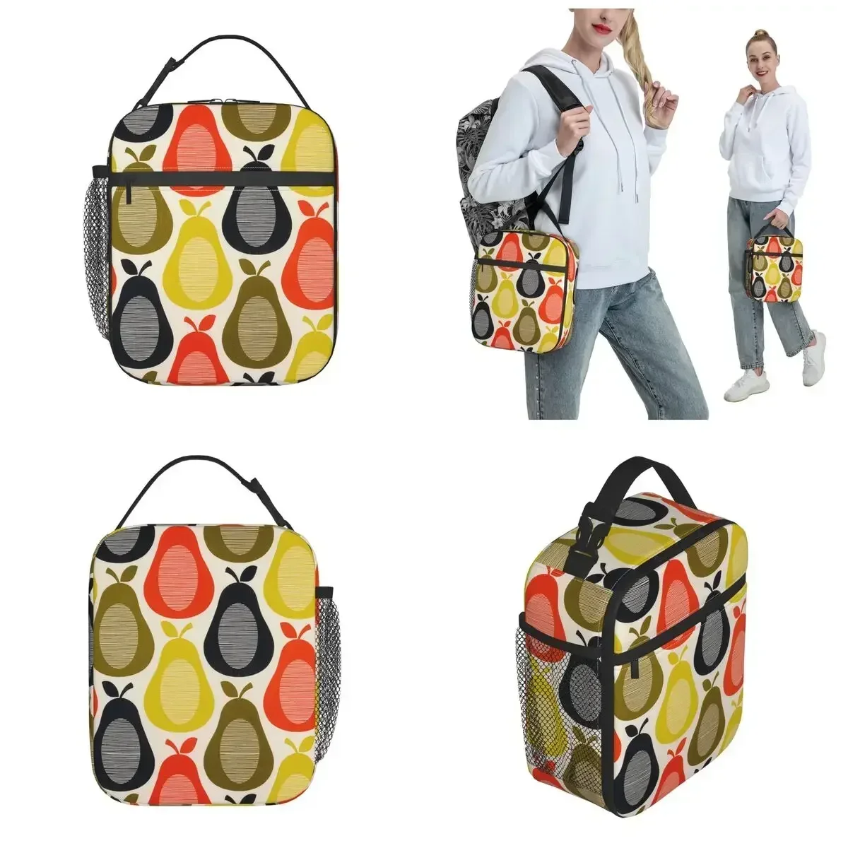 Pears Orla Kiely Insulated Lunch Bags Portable Colorful Designer  Container Multifunction Cooler Thermal Bento Box School