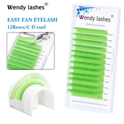 Colored Lashes Green Eyelash Extensions Individual False Colored Mink Lashes Makeup Auto-Blooming Fans Faux Mink Colored Lashe