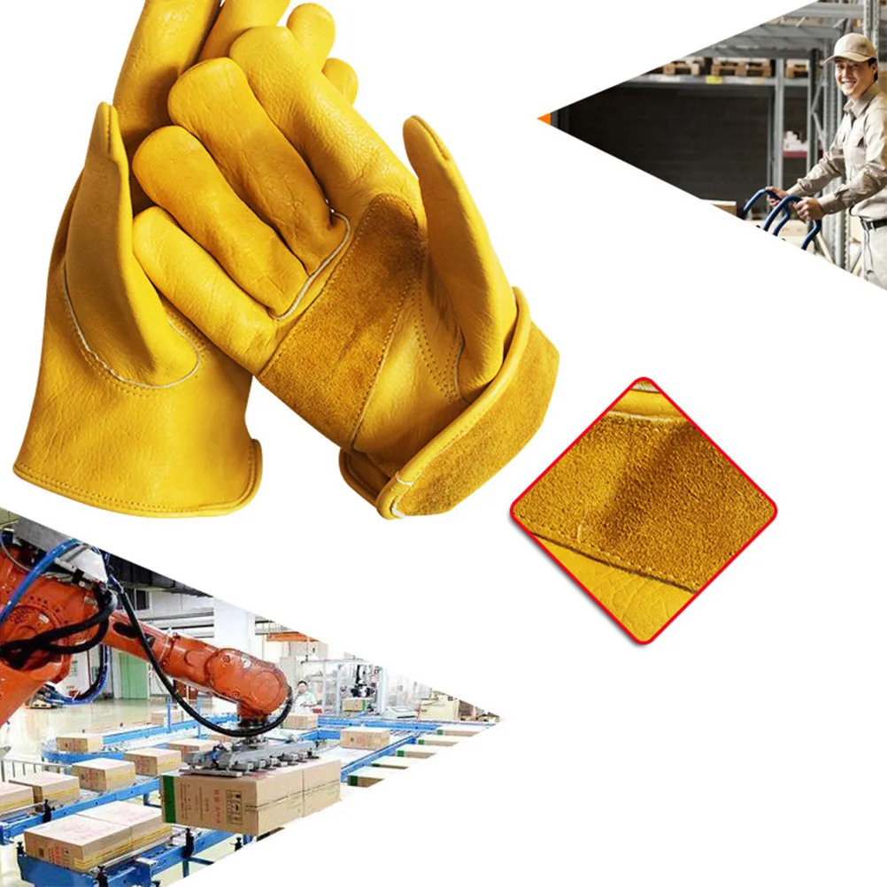 

Пара легких защитных перчаток из воловьей кожи, желтые, размер L, для садоводства, промышленных работ, пчеловодства, работы на открытом воздухе