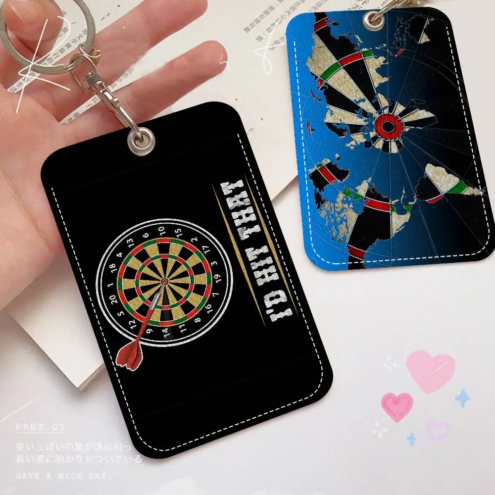 Playroom Dart 1Pc Access Card Case Leather Card Holder Keychain Key Ring Door Access Tags ID Card Case Keychain